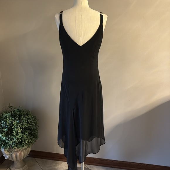 R&M Richards VTG Black bead/embroidered Asymmetrical High-Low formal Dress 10 - Picture 7 of 17